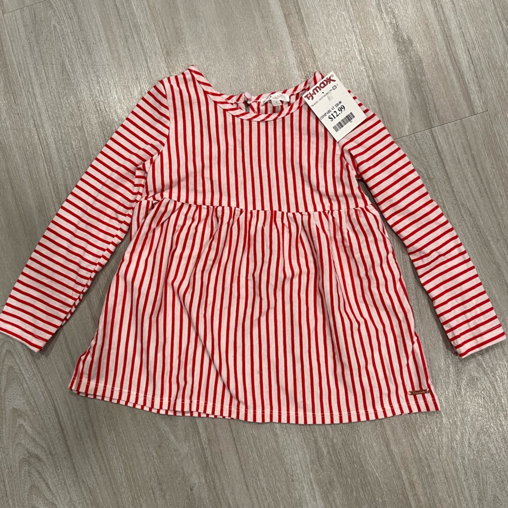 Tahari Kids Red and White Long Sleeve Casual Dress